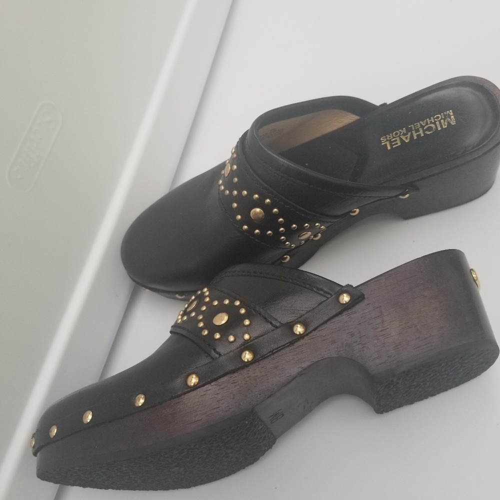 Michael black studded clogs